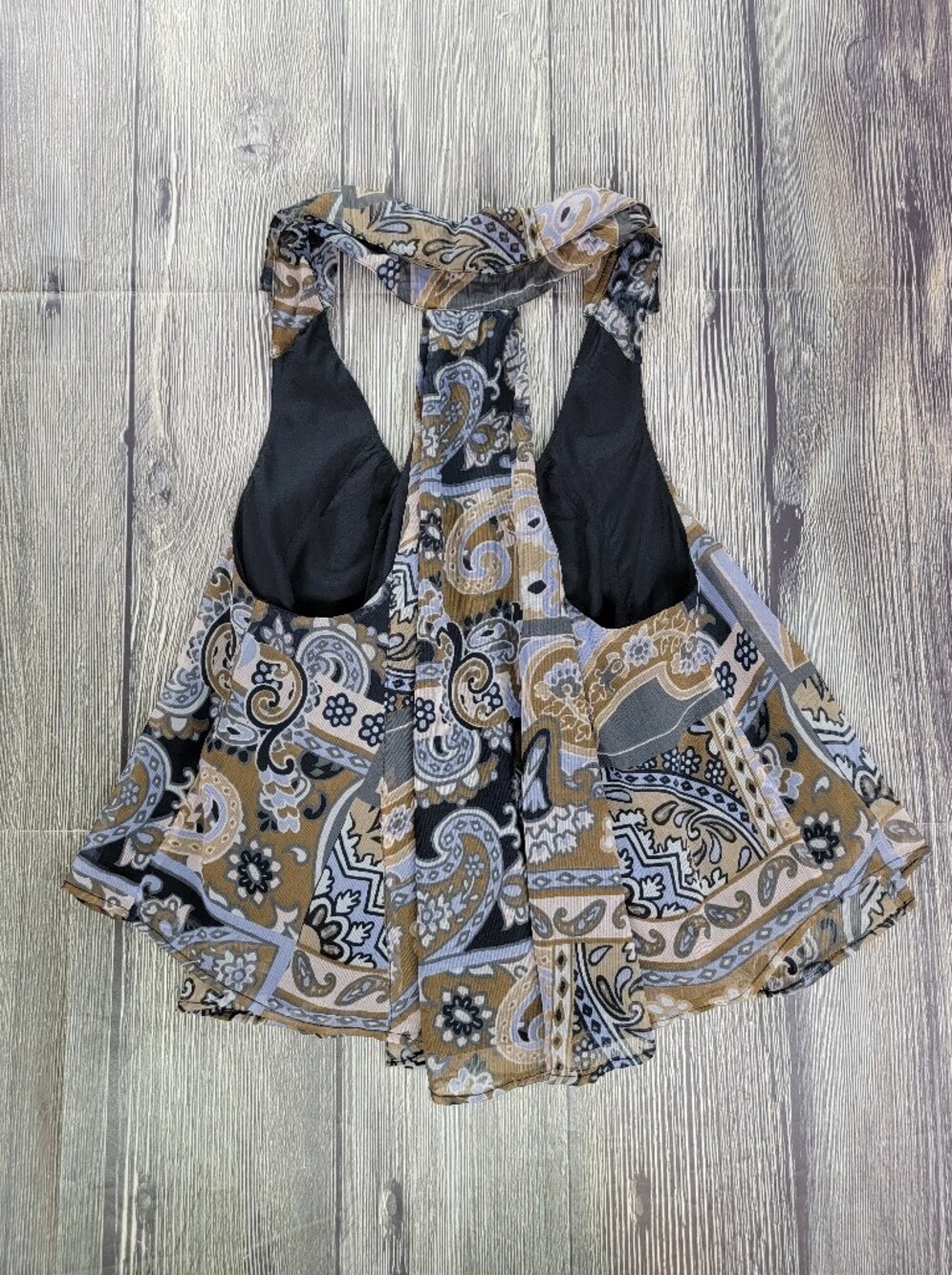 Free People Strawberry Chiffon Halter Paisley Print Tank Top Blouse - Picture 7 of 10